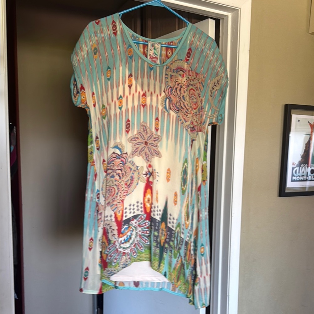 Johnny Was Multicolor Patterned Tunic Dress